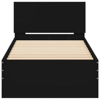 Giroletto con Testiera Nero 90x200 cm in Legno Multistrato 838625