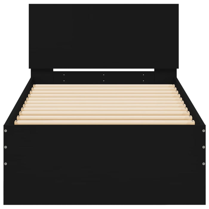 Giroletto con Testiera Nero 90x200 cm in Legno Multistrato 838625