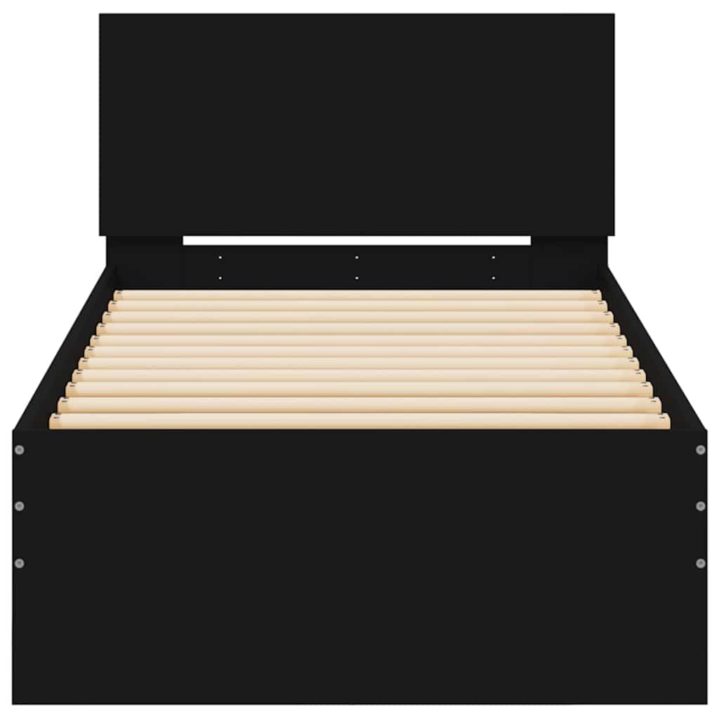 Giroletto con Testiera Nero 75x190 cm in Legno Multistrato 838660