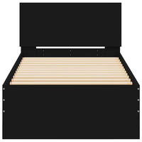 Giroletto con Testiera Nero 75x190 cm in Legno Multistrato 838660