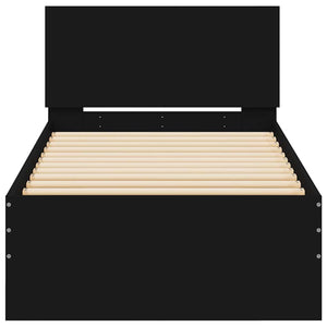 Giroletto con Testiera Nero 75x190 cm in Legno Multistrato 838660