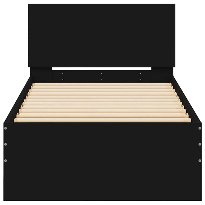 Giroletto con Testiera Nero 75x190 cm in Legno Multistrato 838660