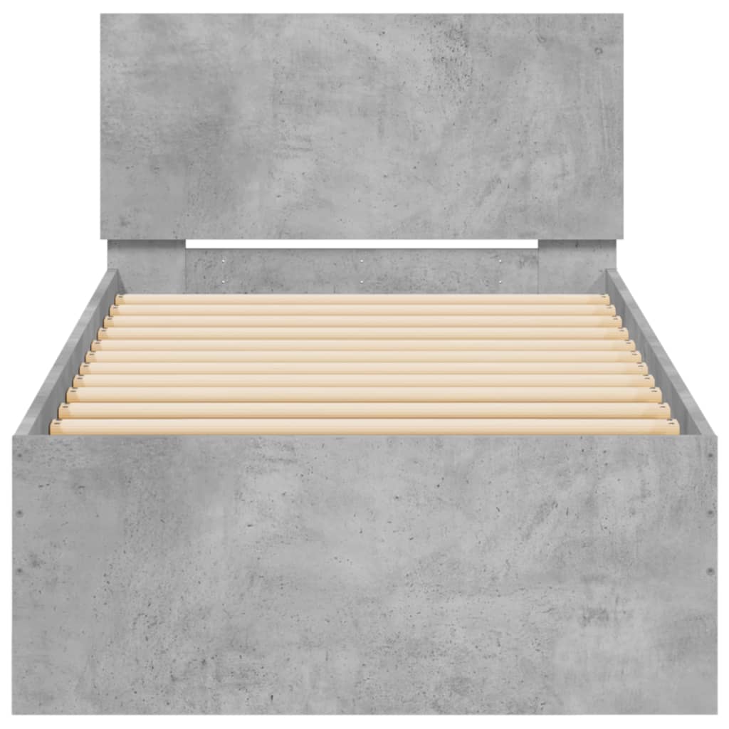 Giroletto Testiera-Struttura Letto Grigio Cemento 75x190 cm Legno Multistrato 316850