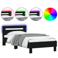 Giroletto con Testiera e LED Nero 100x200 cm 838709