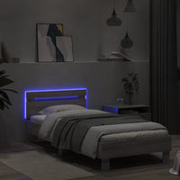 Giroletto con Testiera e LED Grigio Sonoma 75x190 cm 838755