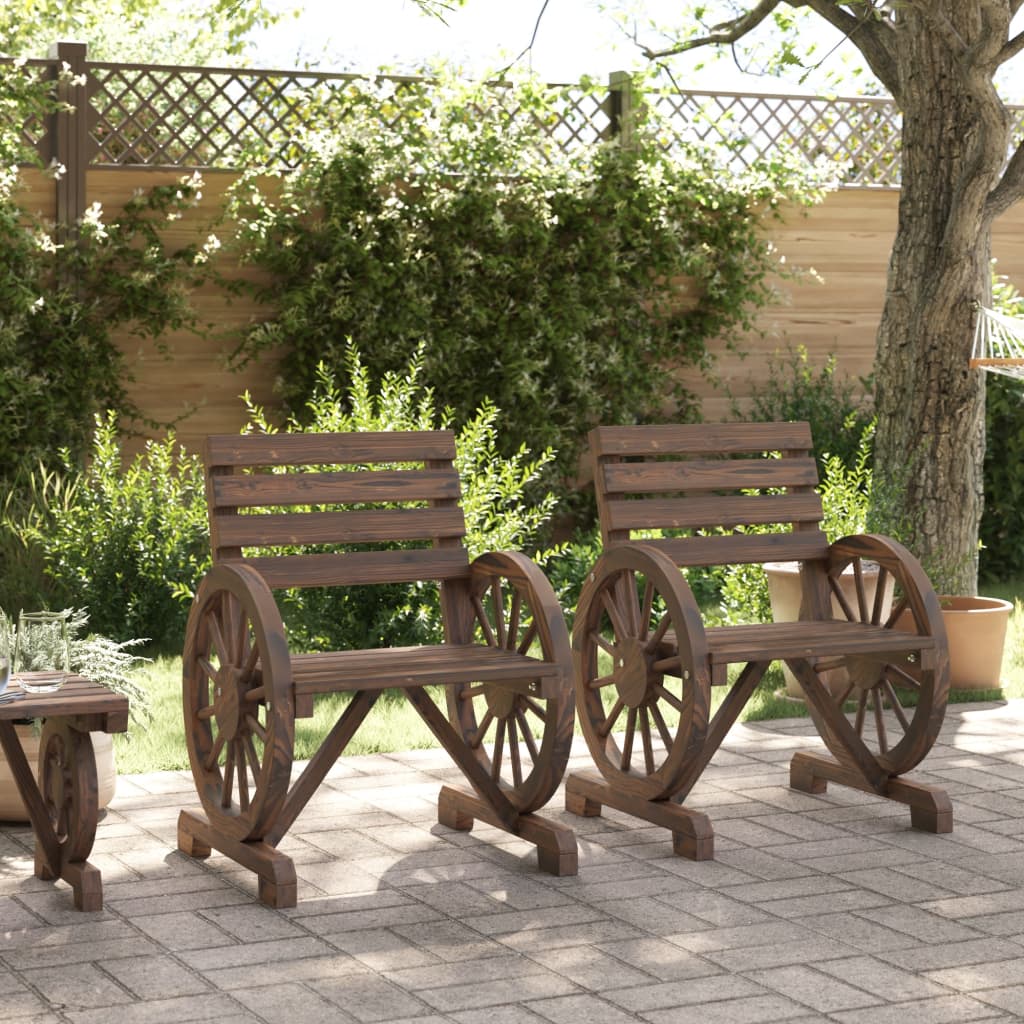 Sedie da Giardino 2 pz 58x58x78,5 cm in Legno Massello di Abete 365102