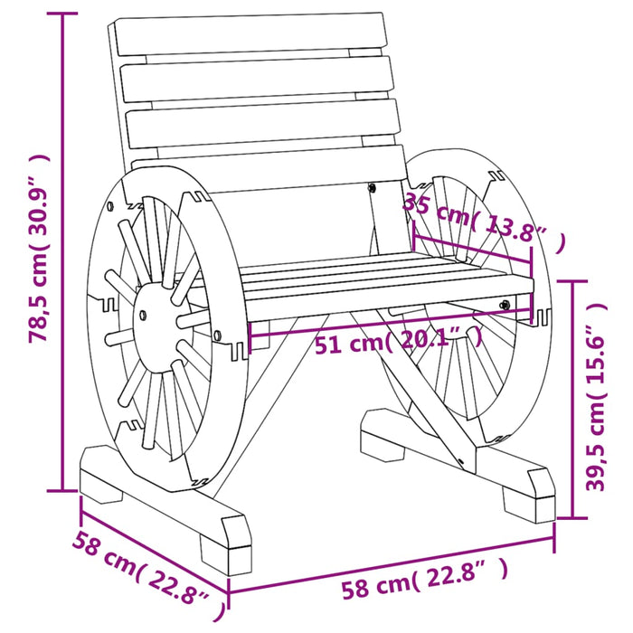 Sedie da Giardino 2 pz 58x58x78,5 cm in Legno Massello di Abete 365102