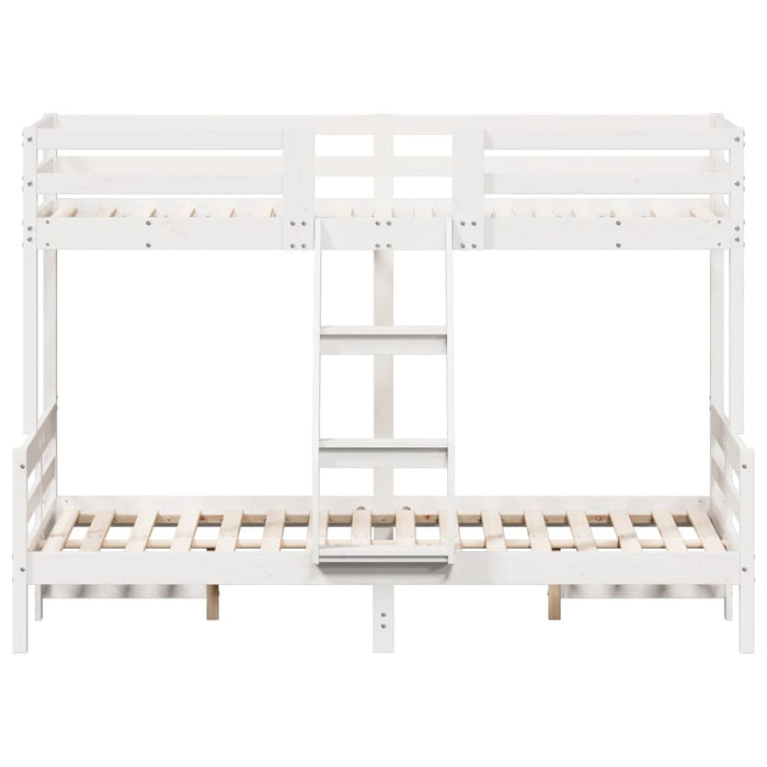 Letto a Castello 80x200/120x200cm Bianco Legno Massello di Pino 3207162