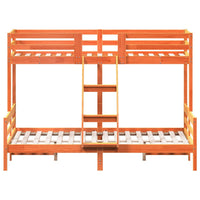 Letto a Castello 80x200/140x200 cm Marrone Cera Massello Pino