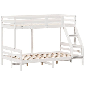 Letto a Castello 90x200/120x200cm Bianco Legno Massello di Pinocod mxl 92705