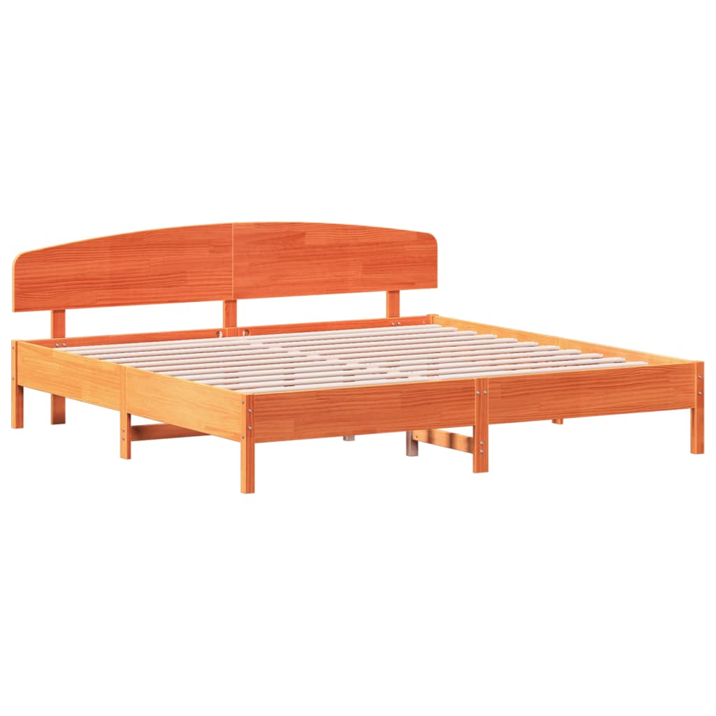 Giroletto senza Materasso-Struttura Letto Marrone Cera 200x200 cm Legno di Pino 871102