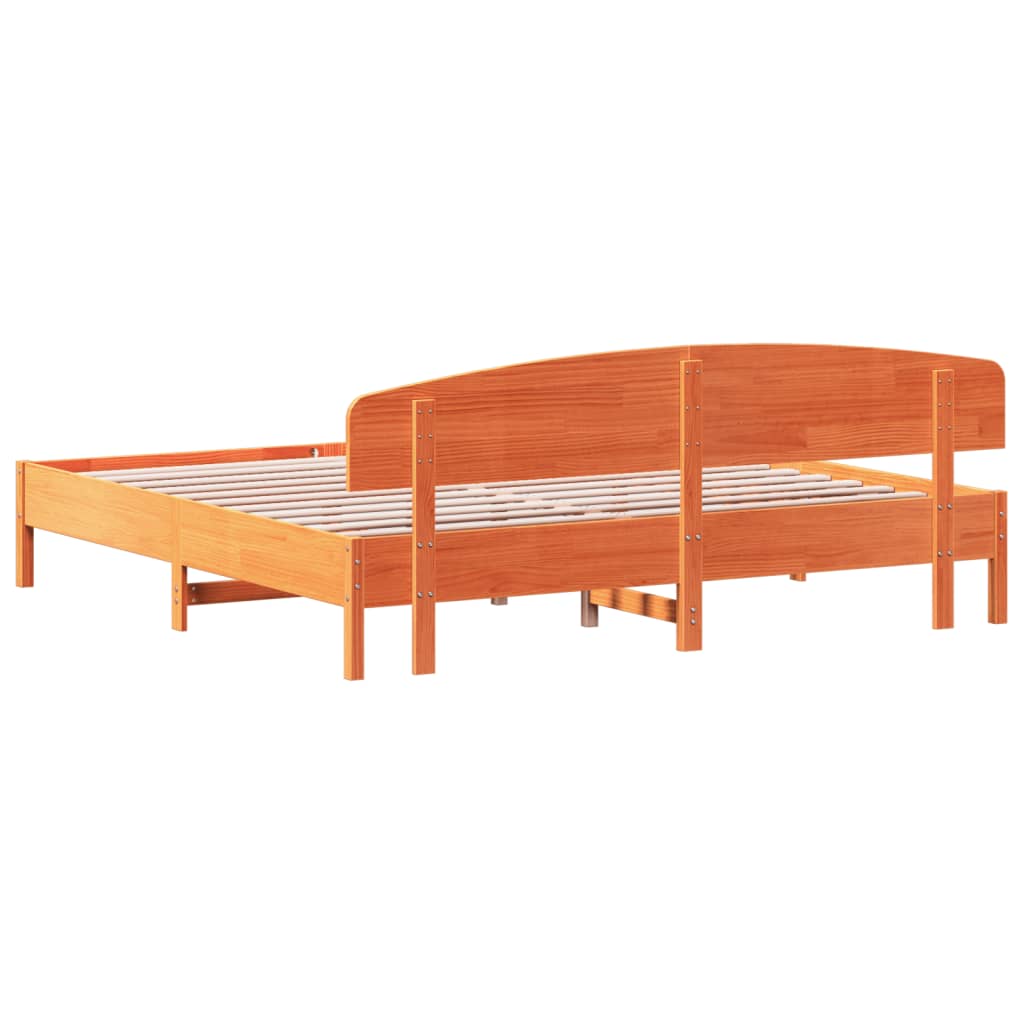 Giroletto senza Materasso-Struttura Letto Marrone Cera 200x200 cm Legno di Pino 871102