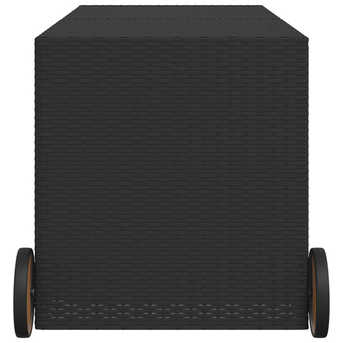Contenitore da Giardino con Ruote Nero 283L in Polyrattan