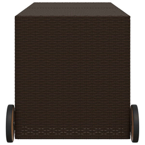 Contenitore da Giardino con Ruote Marrone 283L in Polyrattan 365317