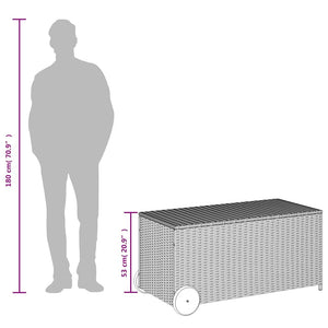 Contenitore da Giardino con Ruote Grigio 190L in Polyrattan 365326