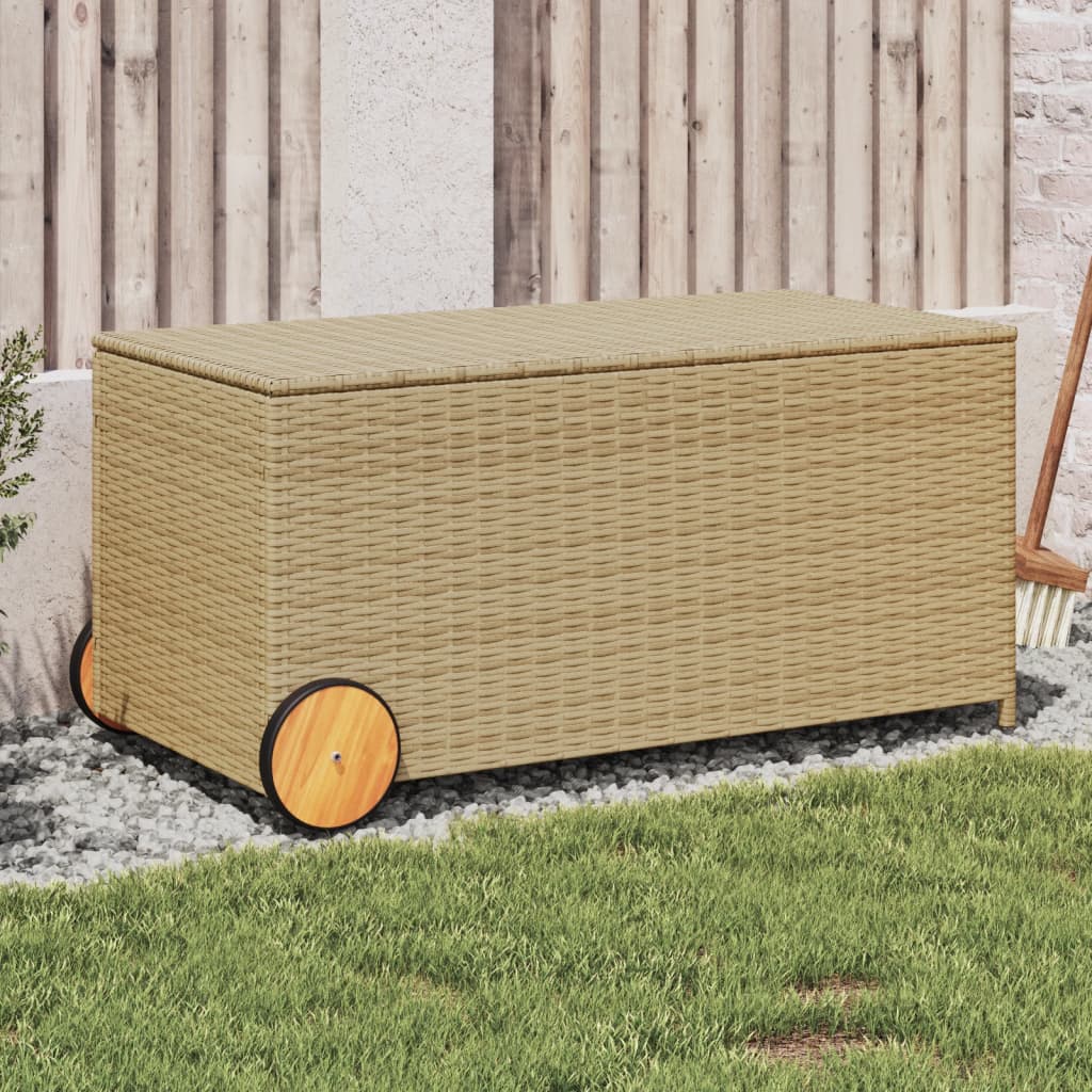 Contenitore da Giardino con Ruote Beige Misto 190L Polyrattancod mxl 114065
