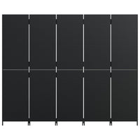 Divisorio per Ambienti a 5 Pannelli Nero in Polyrattan 365364