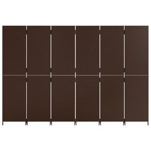 Divisorio per Ambienti a 6 Pannelli Marrone in Polyrattan 365369
