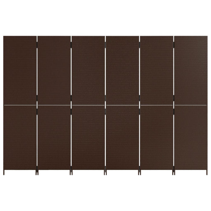 Divisorio per Ambienti a 6 Pannelli Marrone in Polyrattan 365369