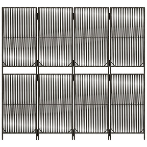 Divisorio per Ambienti a 4 Pannelli Grigio in Polyrattan 365378