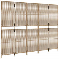 Divisorio per Ambienti a 5 Pannelli Beige in Polyrattan 365383