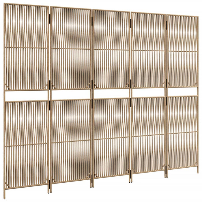 Divisorio per Ambienti a 5 Pannelli Beige in Polyrattan 365383