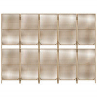 Divisorio per Ambienti a 5 Pannelli Beige in Polyrattan 365383