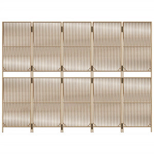 Divisorio per Ambienti a 5 Pannelli Beige in Polyrattan 365383