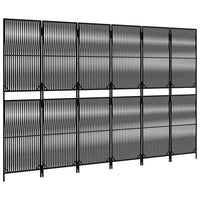 Divisorio per Ambienti a 6 Pannelli Nero in Polyrattan 365384