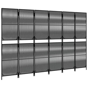 Divisorio per Ambienti a 6 Pannelli Nero in Polyrattan 365384