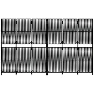 Divisorio per Ambienti a 6 Pannelli Nero in Polyrattan 365384