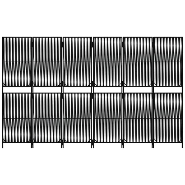 Divisorio per Ambienti a 6 Pannelli Nero in Polyrattan 365384