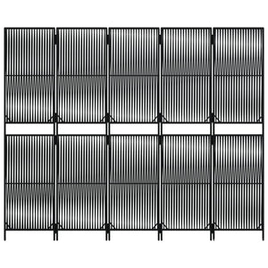 vidaXL Divisorio per Ambienti a 5 Pannelli Nero in Polyrattan