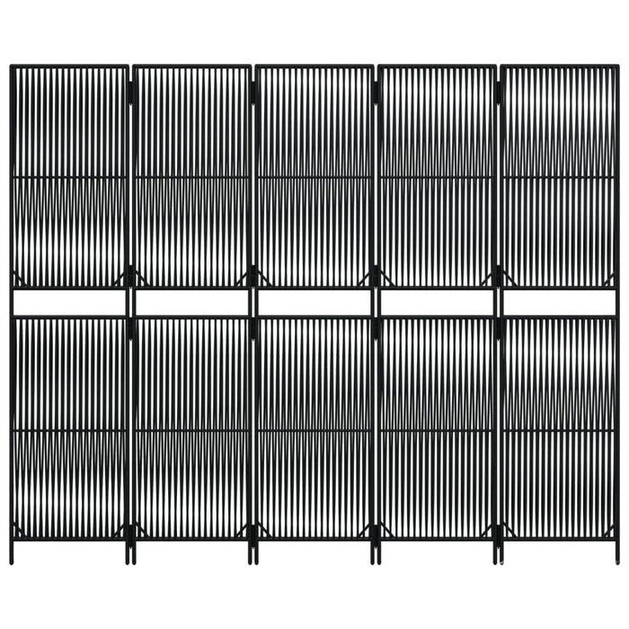 vidaXL Divisorio per Ambienti a 5 Pannelli Nero in Polyrattan