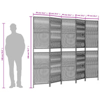 vidaXL Divisorio per Ambienti a 5 Pannelli Nero in Polyrattan