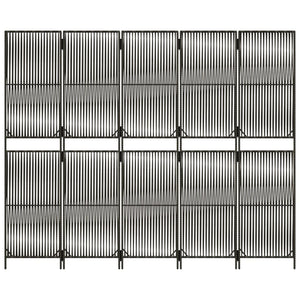 Divisorio per Ambienti a 5 Pannelli Grigio in Polyrattan 365398