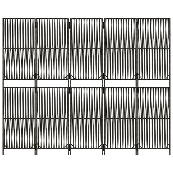 Divisorio per Ambienti a 5 Pannelli Grigio in Polyrattan 365398