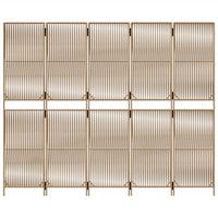 Divisorio per Ambienti a 5 Pannelli Beige in Polyrattan 365399