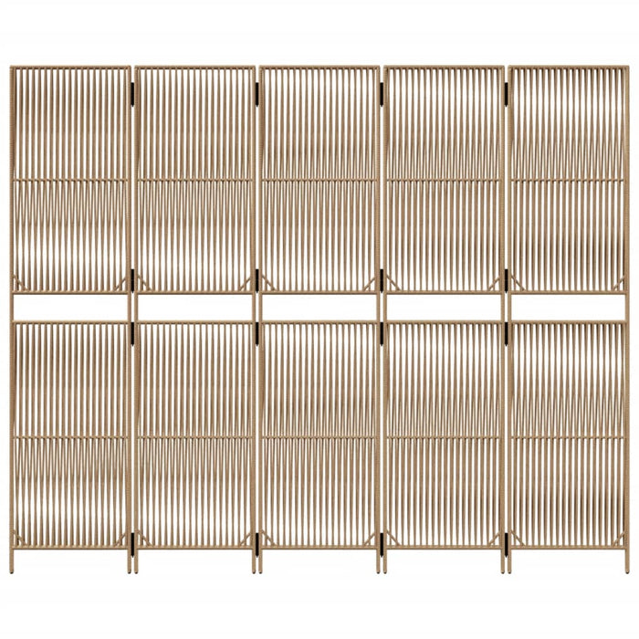 Divisorio per Ambienti a 5 Pannelli Beige in Polyrattan 365399