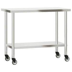 Tavolo Lavoro Cucina con Ripiano 110x55x120 cm Acciaio Inox 3208898