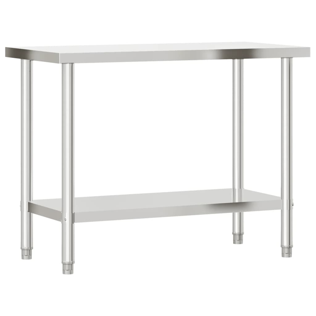 Tavolo Lavoro Cucina con Ripiano 110x55x120 cm Acciaio Inox