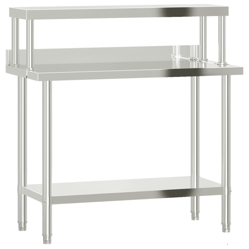 Tavolo Lavoro Cucina con Ripiano 110x55x120 cm Acciaio Inox 3208900