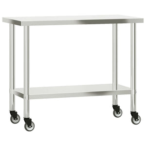 Tavolo Lavoro Cucina con Ripiano 110x55x120 cm Acciaio Inox 3208901