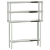 Tavolo Lavoro Cucina con Ripiano 110x30x150 cm Acciaio Inox