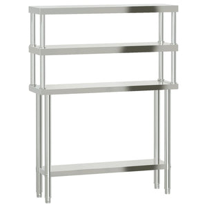 Tavolo Lavoro Cucina con Ripiano 110x30x150 cm Acciaio Inox