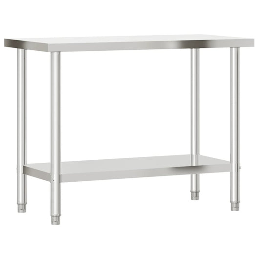 Tavolo da lavoro professionale da cucina con ripiano 110 x 55 x 150 cm in acciaio inox 02_0045420