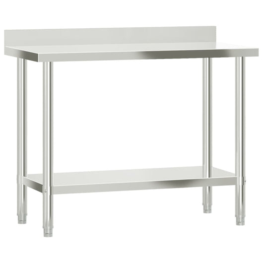 Tavolo da lavoro professionale da cucina con ripiano 110 x 55 x 150 cm in acciaio inox 02_0045422
