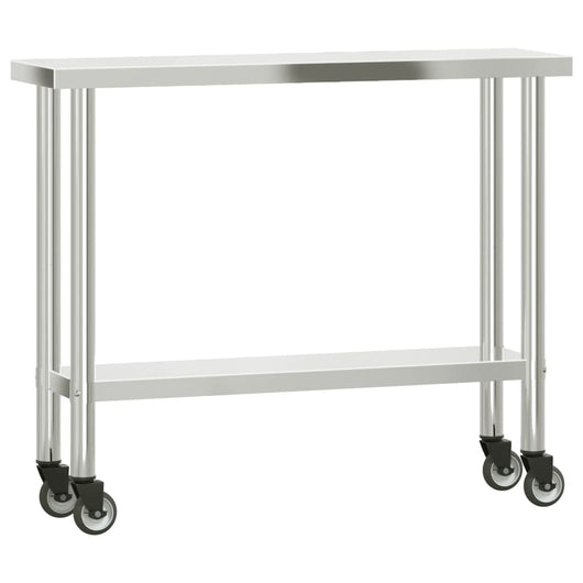 Tavolo da lavoro professionale da cucina con ripiano 110 x 30 x 150 cm acciaio inox 02_0045419