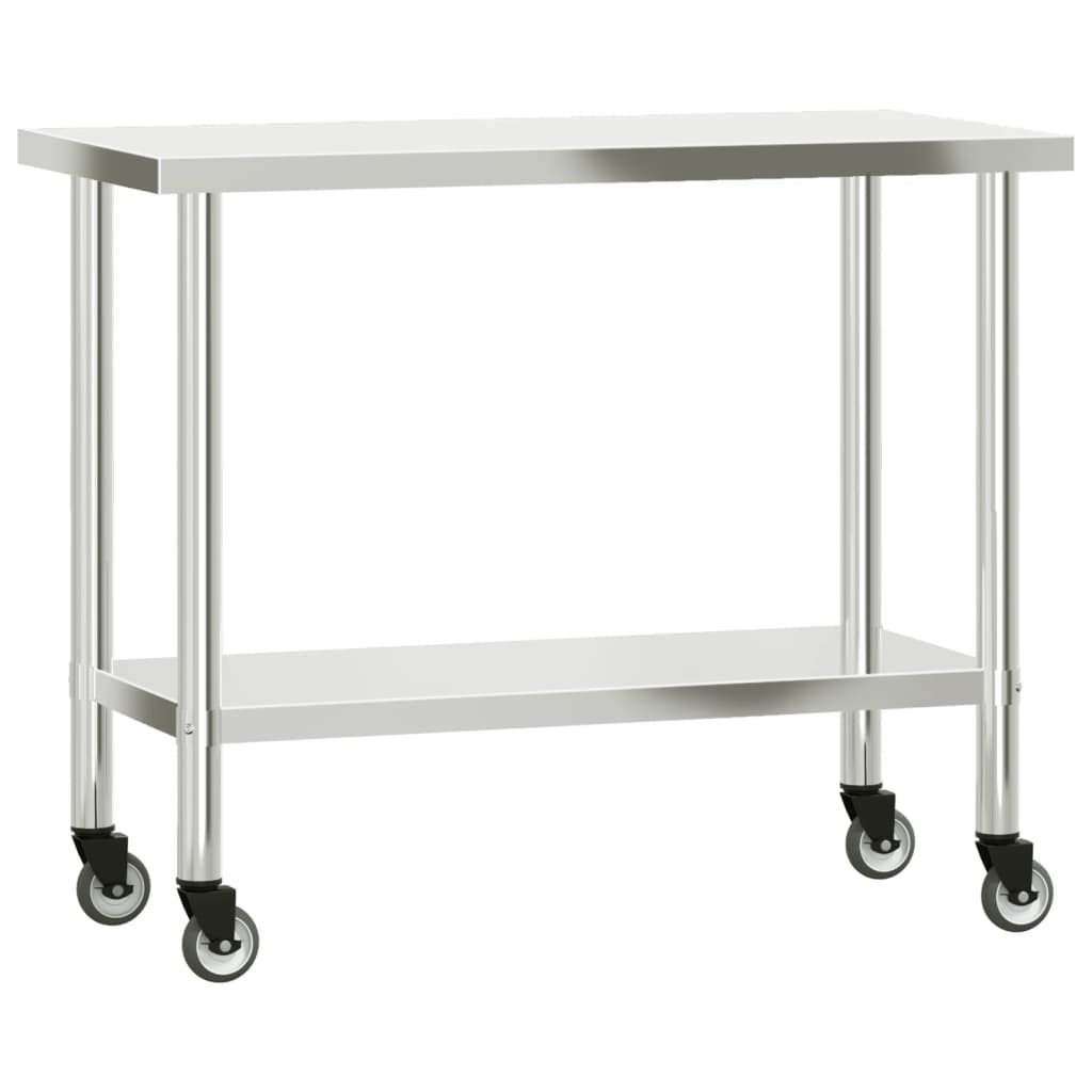 Tavolo Lavoro Cucina con Ripiano 110x55x150 cm Acciaio Inox 3208906