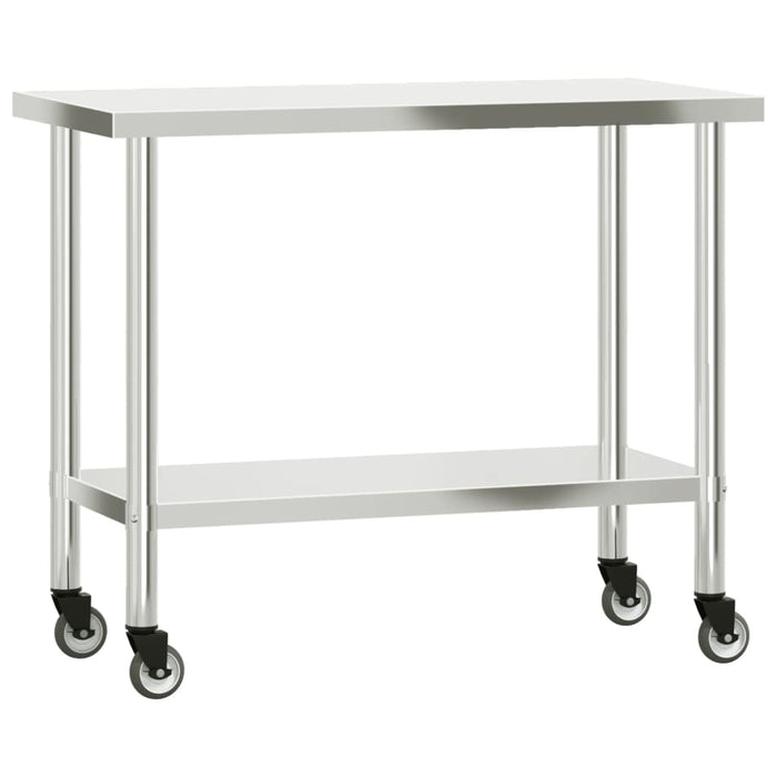 Tavolo Lavoro Cucina con Ripiano 110x55x150 cm Acciaio Inox 3208906